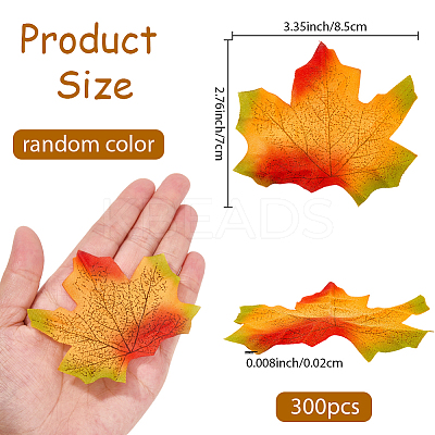 300Pcs Cloth Artificial Maple Leaf AJEW-SP0003-07-1