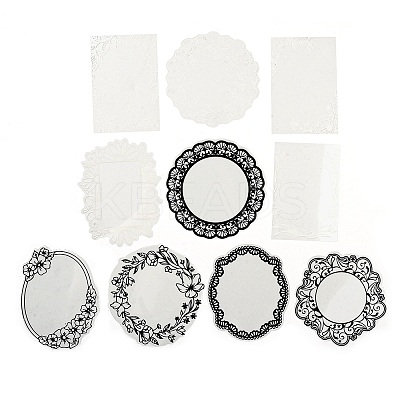 10Pcs 10 Styles Vintage Lace Waterproof PET Stickers Sets DIY-M066-05D-1