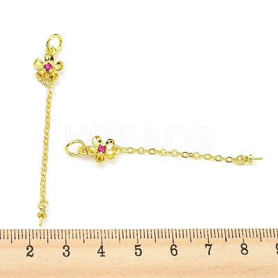 Flower Rack Plating Brass Micro Pave Cubic Zirconia Cup Peg Bails KK-F864-02G-1