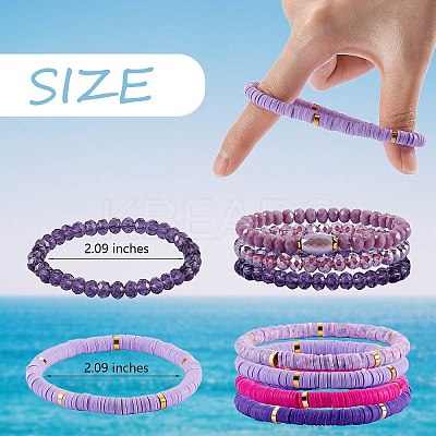 7Pcs 7 Style Handmade Polymer Clay Heishi Surfer Stretch Bracelets Set BJEW-SW00073-05-1