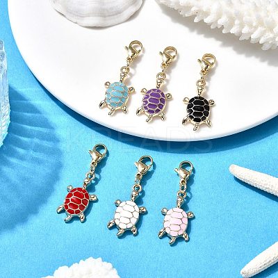 Alloy Enamel Turtle Pendant Decorations HJEW-JM04323-1