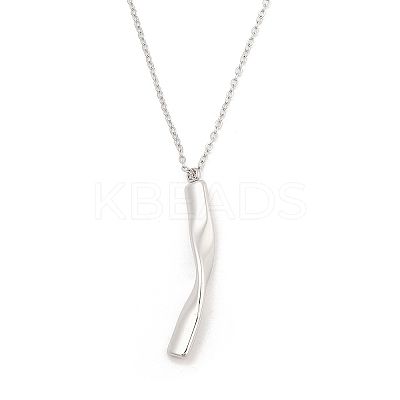 304 Stainless Steel Twist Stick Pendant Cable Chain Necklaces NJEW-H044-08P-1