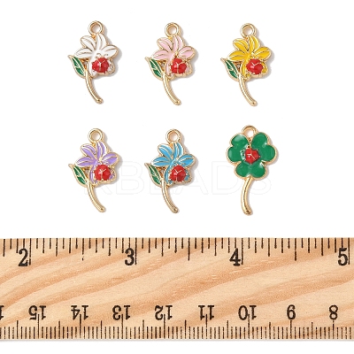 24Pcs 6 Styles Alloy Enamel Pendants FIND-FS0004-18-1