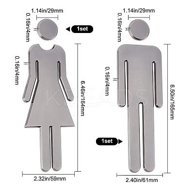 1 Set Plastic Bathroom Sign Stickers AJEW-GF0005-94A-1