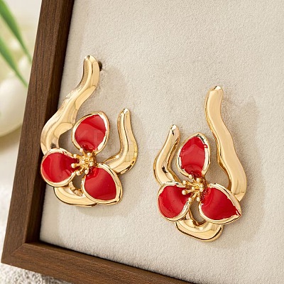 Flower Iron Enamel Stud Earrings FS-WG40D44-02-1