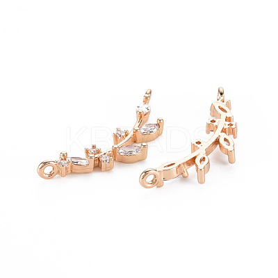 Rack Plating Brass Micro Pave Clear Cubic Zirconia Links Connectors KK-T060-53-RS-1