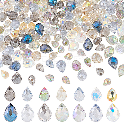 210Pcs 14 Colors Electroplate Transparent Glass Beads EGLA-PH0001-50-1