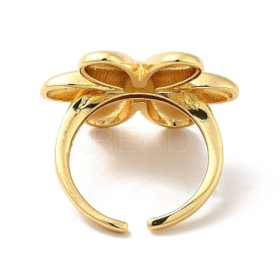 Brass Flower Open Cuff Ring for Women KK-H434-23G-1