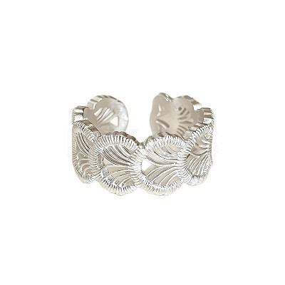 Hollow Out Shell Shape Brass Cuff Open Rings for Women WG8D7EC-01-1