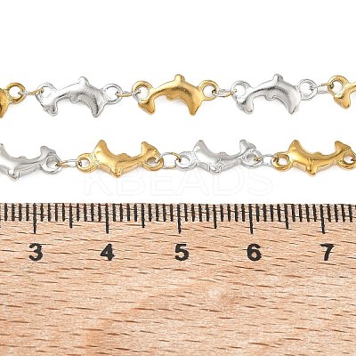 Two Tone 304 Stainless Steel Dolphin Link Chain Necklaces for Women NJEW-G201-02GP-1