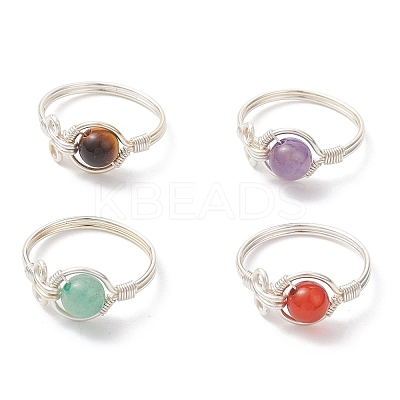 4Pcs 4 Styles Gemstone Finger Rings RJEW-TA00233-02-1