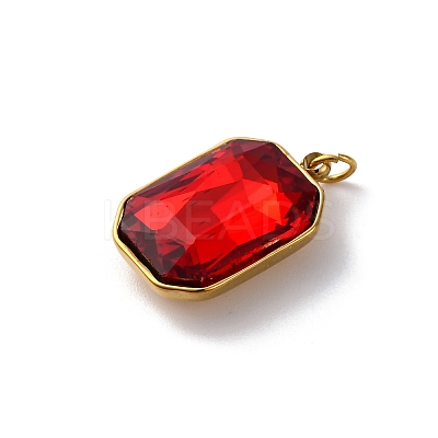 316 Stainless Steel Faceted Glass Pendants STAS-K258-48G-1