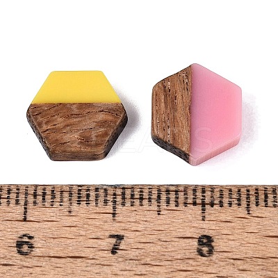 Opaque & Transparent Resin & Walnut Wood Cabochons RESI-N053-38-1