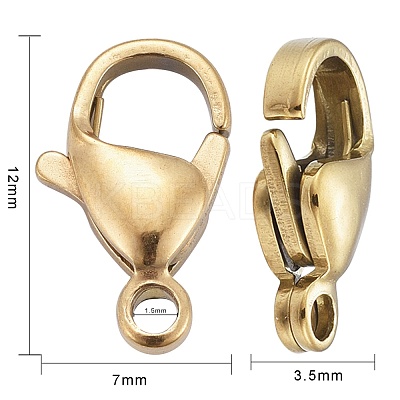 Ion Plating(IP) 304 Stainless Steel Lobster Claw Clasps X-STAS-H353-D-02G-1