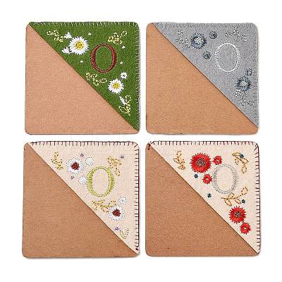 4Pcs Letter Personalized Hand Embroidered Corner Bookmarks JX587O-1