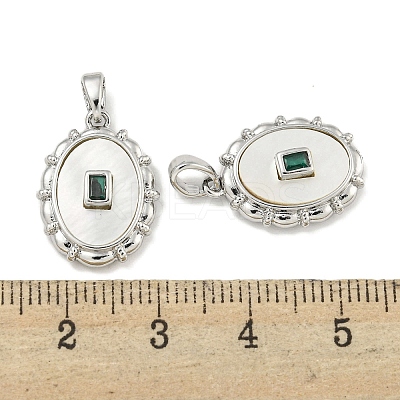 Brass with Cubic Zirconia with Sea Shell Pendants KK-Q820-19P-1