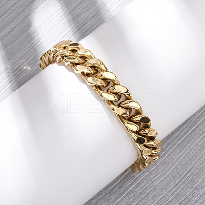 304 Stainless Steel Cuban Link Chain Bracelets for Unisex BJEW-K283-01C-G-1