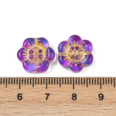 Baking Paint and Golden Metal Enlaced Glass Beads DGLA-T004-10D-1