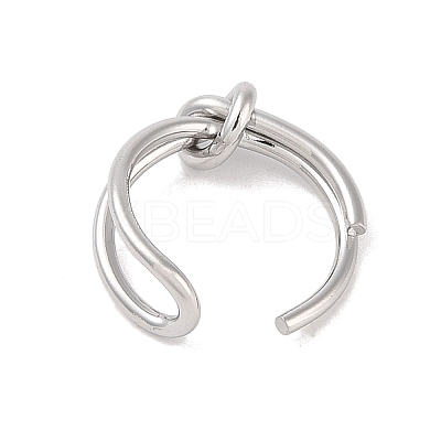 Non-Tarnish Simple Knotted 304 Stainless Steel Open Cuff Ring for Women Men RJEW-Z038-04P-1