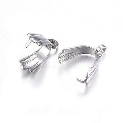 Tarnish Resistant 304 Stainless Steel Pendant Pinch Bails STAS-O107-19P-1