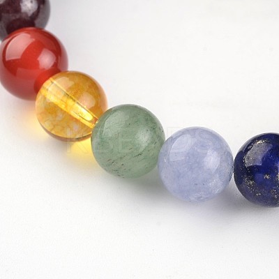 Chakra Natural Lava Rock Beaded Stretch Bracelets BJEW-JB02225-01-1