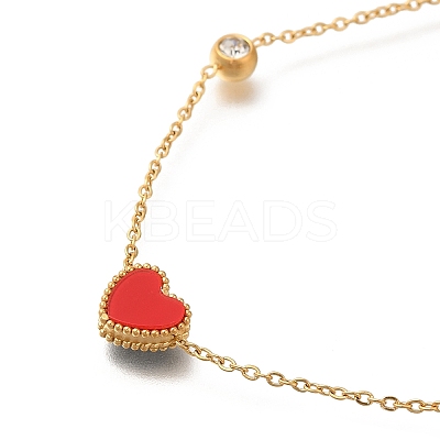 Ion Plating(IP) 304 Stainless Steel & Acrylic Black Heart Bib Necklaces NJEW-F328-14G-02-1