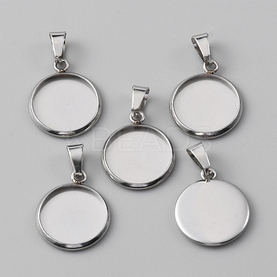 10Pcs 304 Stainless Steel Pendant Cabochon Settings STAS-WH0029-97B-P-1