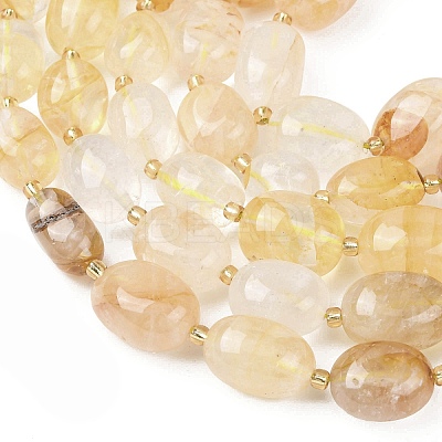 Natural Yellow Hematoid Quartz/Golden Healer Quartz Beads Strands G-G453-D15-01-1