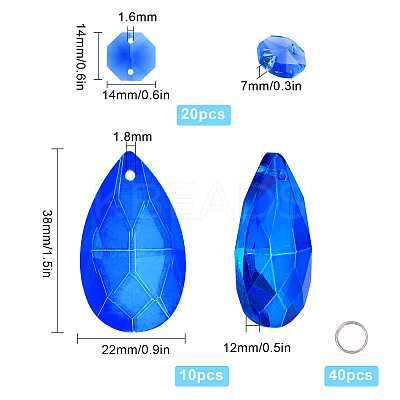 DIY Shining Faceted Pendant Making Kits DIY-GF0003-25F-1