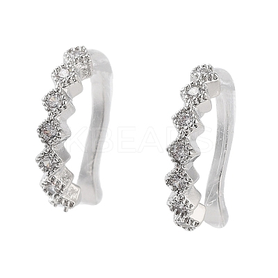 Rack Plating Brass Micro Pave Cubic Zirconia Clip-on Ring EJEW-C081-02P-1