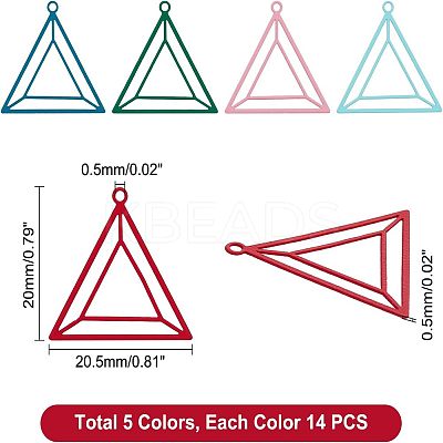 70Pcs 5 Colors 430 Stainless Steel Filigree Pendants STAS-UN0026-99-1