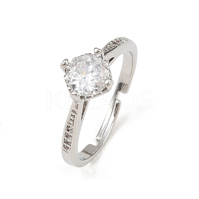 Brass Micro Pave Cubic Zirconia Finger Rings for Women RJEW-B153-01P-1