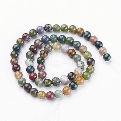 Natural Indian Agate Beads Strands GSR6mmC002-1
