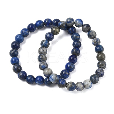 Natural Lapis Lazuli Round Beaded Stretch Bracelets GG-CBA12F1-02A-09-1