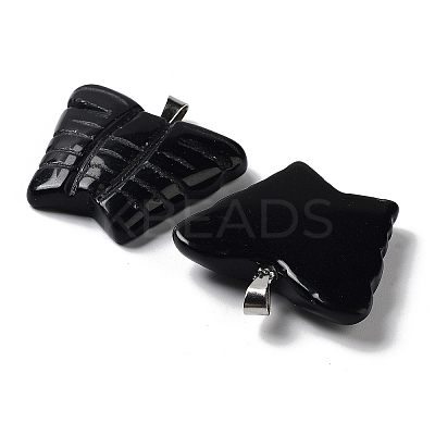 Natural Obsidian Carved Pendants G-B067-01F-1