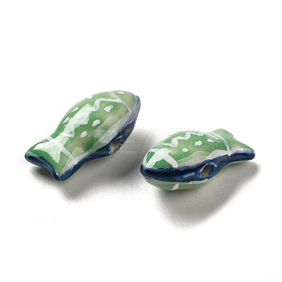 Handmade Printed Porcelain Beads PORC-E015-17F-1