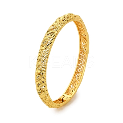 Brass Micro Pave Cubic Zirconia Hinged Bangles for Women BJEW-D313-02G-1