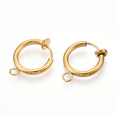 PVD Vacuum Plating 316 Surgical Stainless Steel Clip-on Hoop Earrings STAS-S101-13mm-01G-1