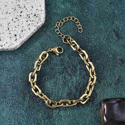 304 Stainless Steel Cable Chain Bracelets for Women BJEW-F488-14G-1