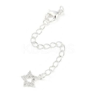 Brass Micro Pave Cubic Zirconia Ends with Chains KK-U043-02S-1