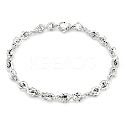 304 Stainless Steel Infinity Link Chain Bracelets for Women Men BJEW-F488-53A-P-1