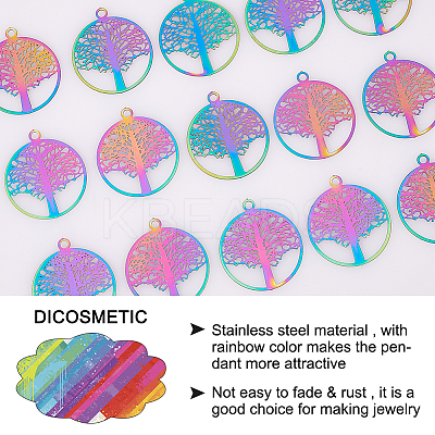 60Pcs Ion Plating(IP) 201 Stainless Steel Filigree Pendants STAS-DC0012-61-1
