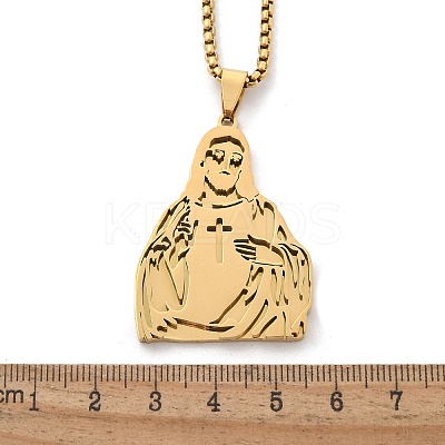 201 Stainless Steel Religion Pendant Necklaces NJEW-Z058-05G-1
