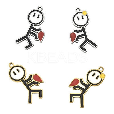 2 Pairs 2 Colors Valentine's Day 304 Stainless Steel Enamel Magnetic Pendants STAS-FS0002-08-1