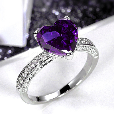 Brass Micro Pave Cubic Zirconia Finger Rings for Women FS-WGC99AF-27-1