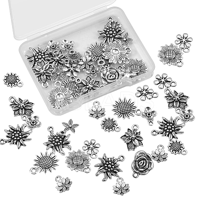Sunflower Tibetan Style Alloy Pendants TIBEP-CJ0001-09-RS-1