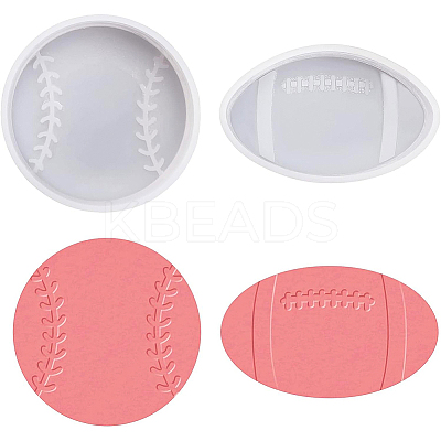 2Pcs 2 Style DIY Flat Rugby & Flat Tennis Display Decoration Silicone Molds DIY-BC0008-95-1