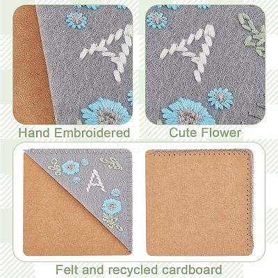 4Pcs 4 Style Felt & Kraft Paper Embroidery Corner Bookmarks FIND-OC0002-34-1