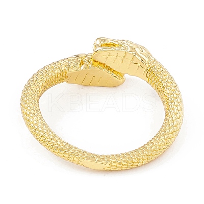 Rack Plating Brass Double Snake Open Cuff Ring for Women RJEW-I083-19G-1