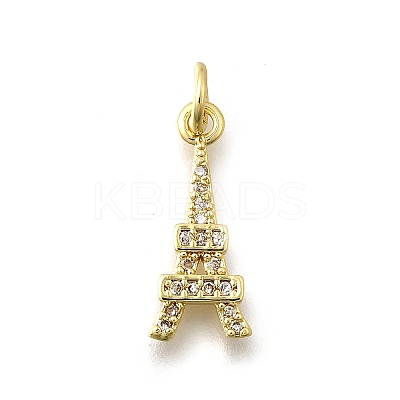 Brass Micro Pave Clear Cubic Zirconia Pendants KK-F899-13G-1